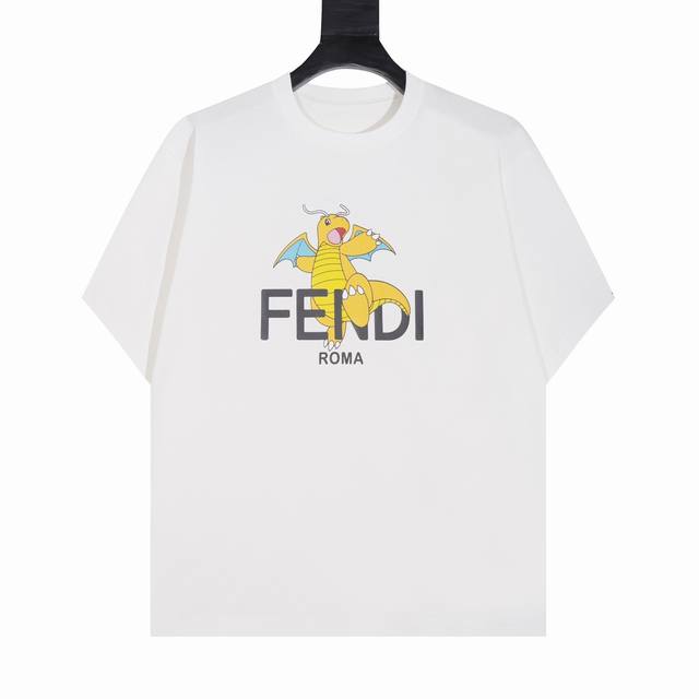 灭世］ 上新 Fendlx Frgmt X Pokemon联名系列芬迪拼色宝可梦联名恐龙短袖- 面料：32S双股棉 280G 罗纹：32S 2×2拉架 300G