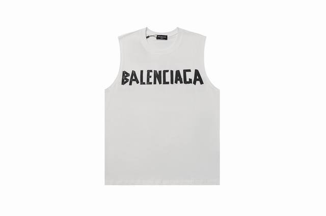 Balenciaga巴黎世家无袖背心男女同款宽松上衣运动休闲汗衫黑白两色 肩宽