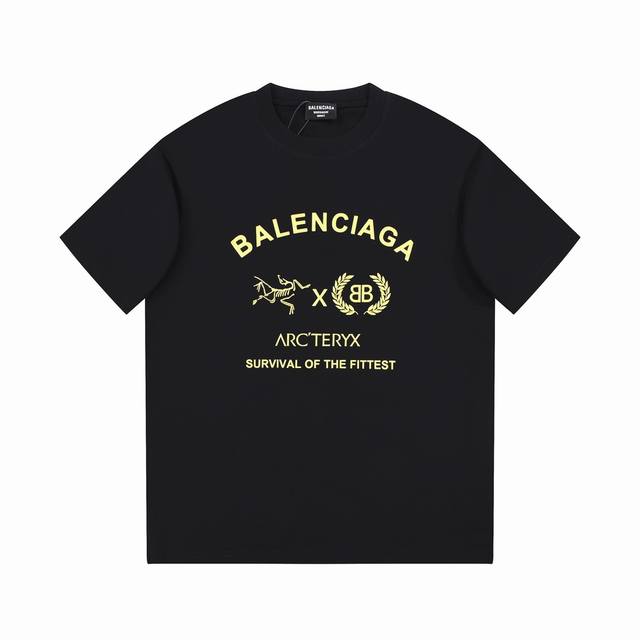 Balenciaga巴黎世家联名始祖鸟印花短袖 宽松版型 采用240克精梳棉 从面料到辅料全部三标齐全跟足zp 进口松井公司浆料印花绝不开裂 整件做法采用三针五