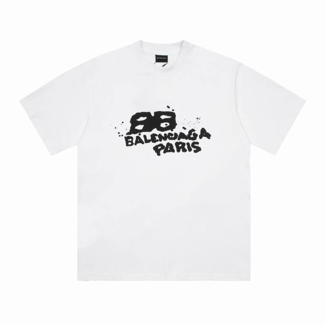 Balenciaga 巴黎世家2023 Ss 手绘涂鸦短袖t恤 面料：采用定制240克纯棉面料 颜色：黑色 白色 尺码_S-Xl 正确240G面料 正确印花细节