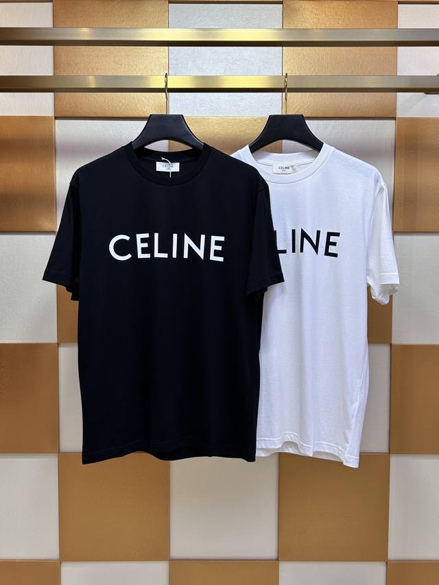 Celine赛琳2024春夏新款 纯棉面料字母印花工艺 男女可搭 黑白两色 码数 S M L Xl