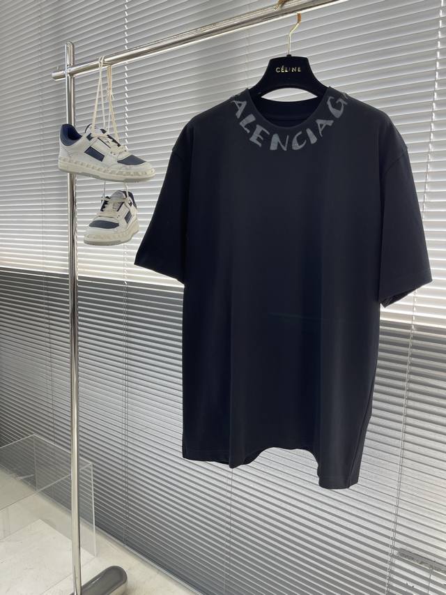 Balenciag 2024Ss春夏新款半袖 爆款定制纯棉重磅洗水面料 采用立体印花工艺 立体清晰可见 面料舒适质感 码数：S-Xl