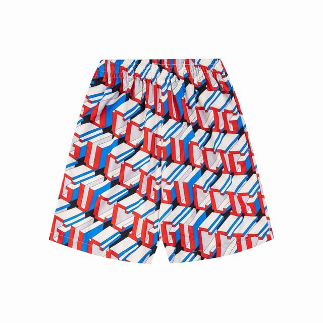 Gu 24Ss最新走秀款套装短裤 采用3D激光定位裁剪 最新logo印花 定制面料 男女同款 三标齐全 高品质 Size:Xs S M L