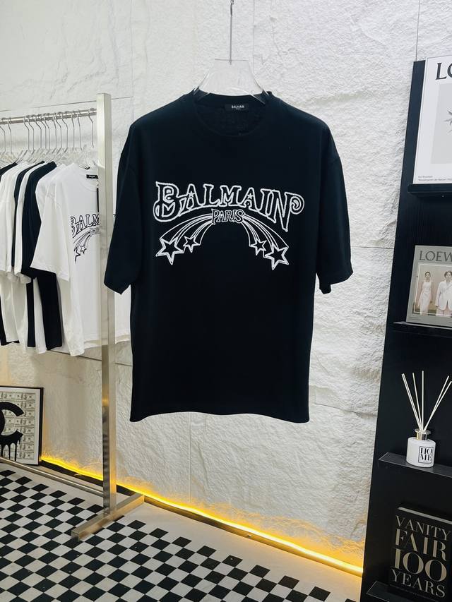 巴尔曼 Balmain 24S S 3D图标b 春夏短袖t恤 完美细节处理 重磅300克面料 颜色 黑色 白色 码数 S M L Xl Xxl 五码