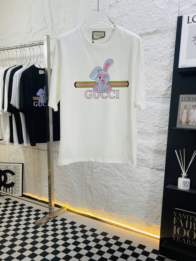 古奇 Gucci 24S S 春夏短袖t恤 完美细节处理 重磅300克面料 颜色 黑色 白色 码数 S M L Xl Xxl 五码