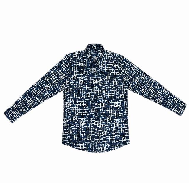 Fendi芬迪 最新走秀款满蓝色印字母印花 高品质长袖衬衫 男女同款 码数：M-3Xl.
