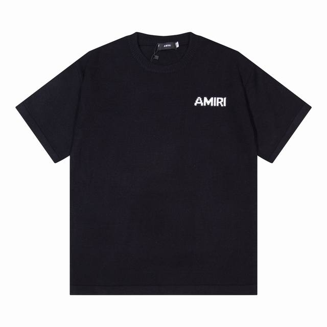 Amiri 2024新款短袖毛衣、胸前字母提花、后幅专属大logo提花 颜色：灰色 黑色 码数：M L Xl Xxl