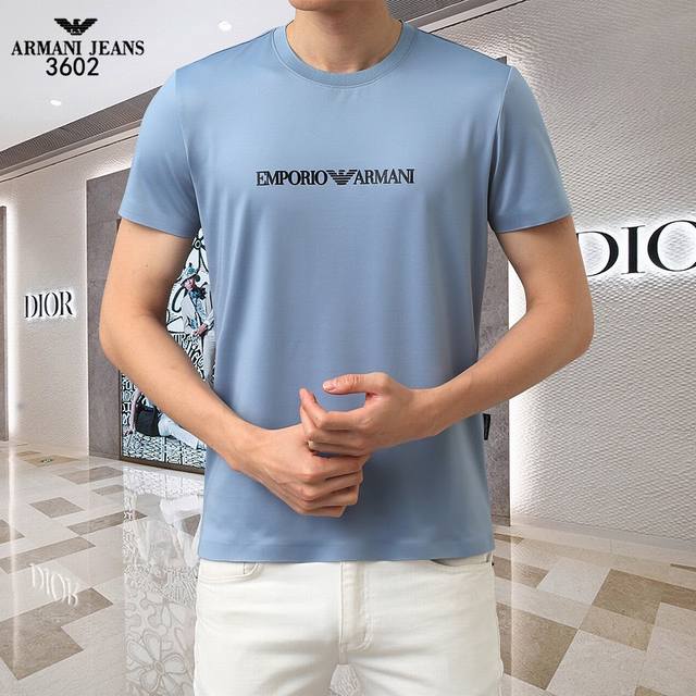 春夏armani Jeans男士短袖t-Shirt，原厂订单渠道，极具个性高级风，胸前品牌字母logo图案设计最新时尚潮流人气产物驾到，又是一款简约高级的时尚单