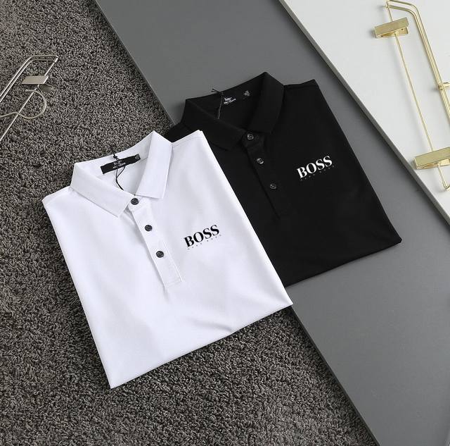 Boss 24Ss最新最顶级版本高品质专柜款短袖翻领 衫，最顶级的品质专柜原单短袖，顶级制作工艺进口面料，专柜品质设计，采用进口高端订制面料，进口丝线手感一流！