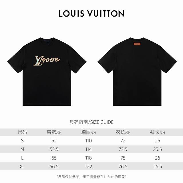 款式：2024新款louis Vuitton短袖t恤 材质：高版本300G双纱精梳棉 尺码： S～Xl 颜色：黑色 款号：F3014