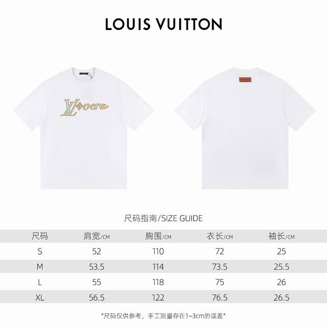 款式：2024新款louis Vuitton短袖t恤 材质：高版本300G双纱精梳棉 尺码： S～Xl 颜色：白色 款号：F3014