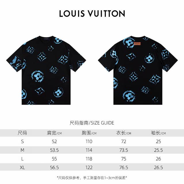 款式：2024新款louis Vuitton短袖t恤 材质：高版本300G双纱精梳棉 尺码： S～Xl 颜色：黑色 款号：001