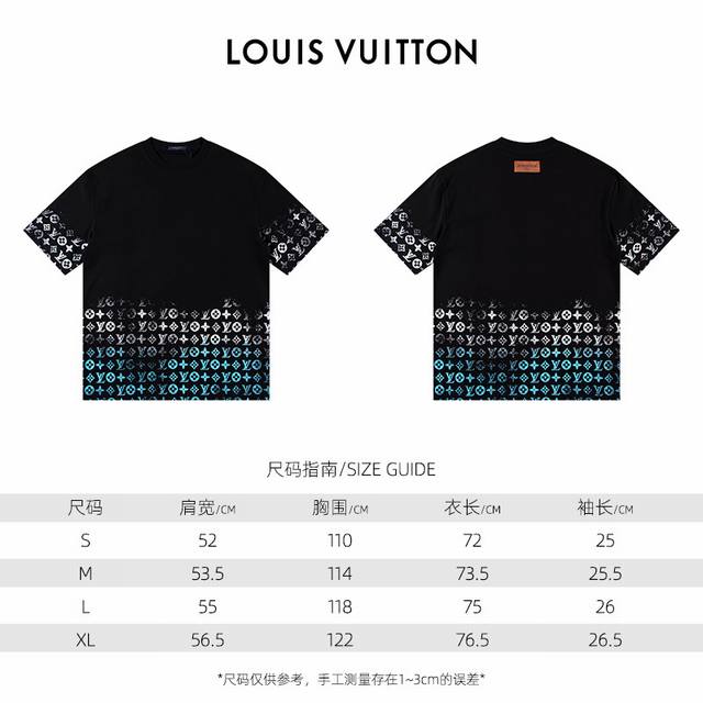 款式：2024新款louis Vuitton短袖t恤 材质：高版本300G双纱精梳棉 尺码： S～Xl 颜色：黑色 款号：H162