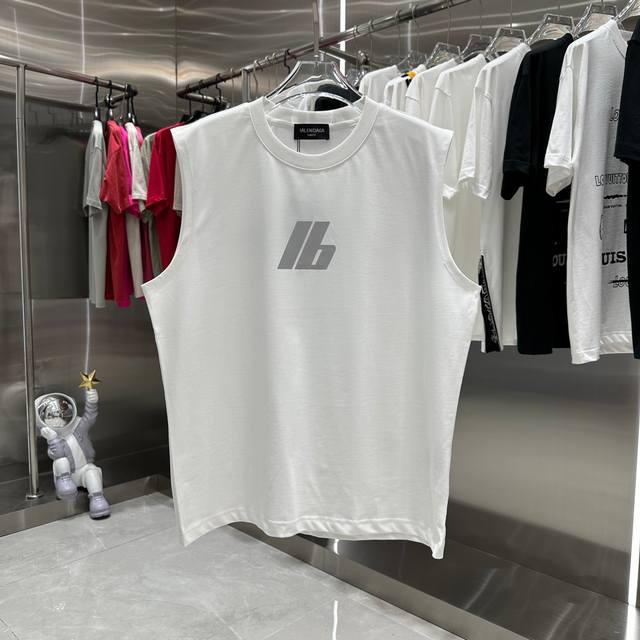 Ble 2024早春新款无袖背心 反光个性印花 男女同款 S M L Xl Xxl 五个码 黑色 白色