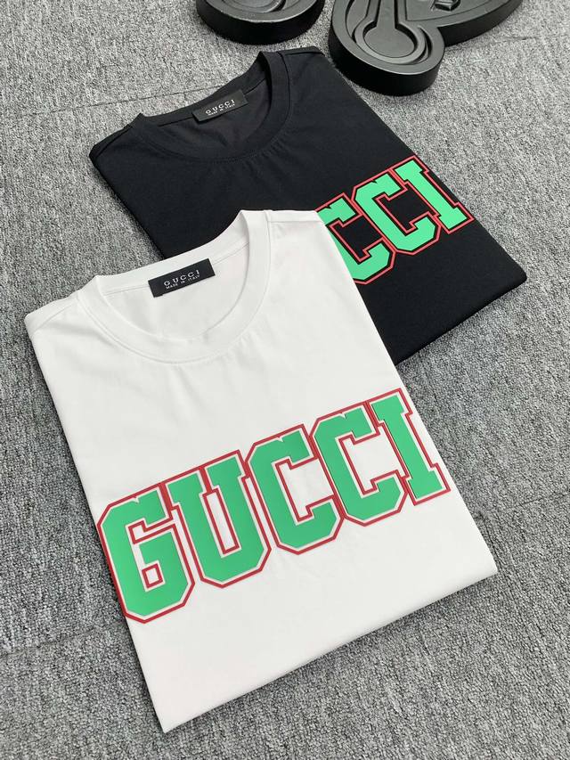 Gucci古奇 2024Ss春夏高品质丝光棉短袖t恤 M-6Xl可穿至230斤 顶级原单品质，当下最新工艺要求，顶级订单要求车线做工，超级好搭配，顶级定制，搭配