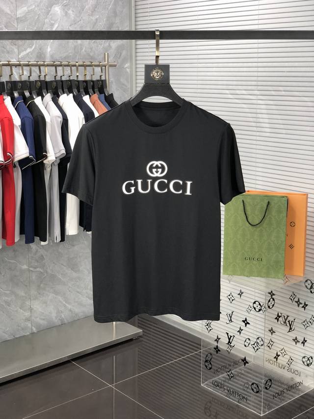 Gucci 可穿到240斤 23Ss专柜同款圆领短袖t恤 定制纯棉面料，高端人士必备单品，原厂辅料三标齐全，随意出入专柜，放心购买。男女同款。码数：M-6Xl