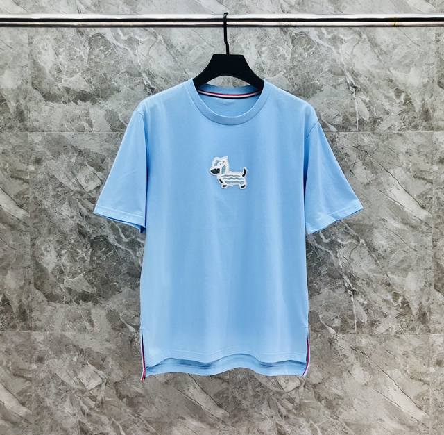 Thomtb 新版刺绣舞狮小狗圆领t恤 码数：0～5 颜色：浅蓝、白色、粉色、蓝色