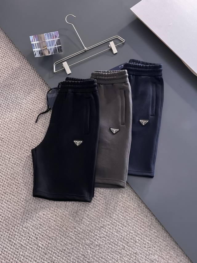 Prada 2024夏季新款男士空气棉短裤 黑色 宝蓝色 灰色 M. L. Xl. Xxl. 3Xl