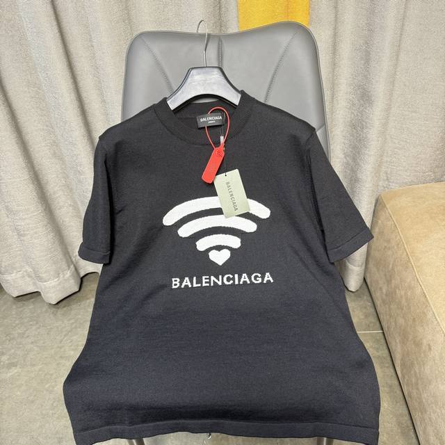 Balenciaga 巴黎世家 24Ss早春新款520限定wifi系列针织短袖 2024新款 所有图案细节颜色y板定制 砖柜同步 第一时间正品研制 欢印对比 面