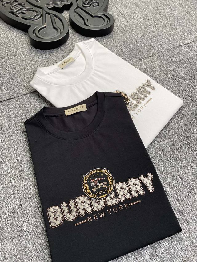 Burberry巴宝莉 2023Ss春夏高品质丝光棉短袖t恤 M-6Xl可穿至230斤 顶级原单品质，当下最新工艺要求，顶级订单要求车线做工，超级好搭配，顶级定