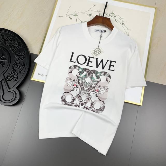 Loewe罗意威 2024Ss春夏高品质240克古驰双纱潮牌棉t恤，工艺品级别，辅料顶真，车线做工符合精品要求，超级好搭配，落肩款，品质及剪裁设计都堪称一流，定