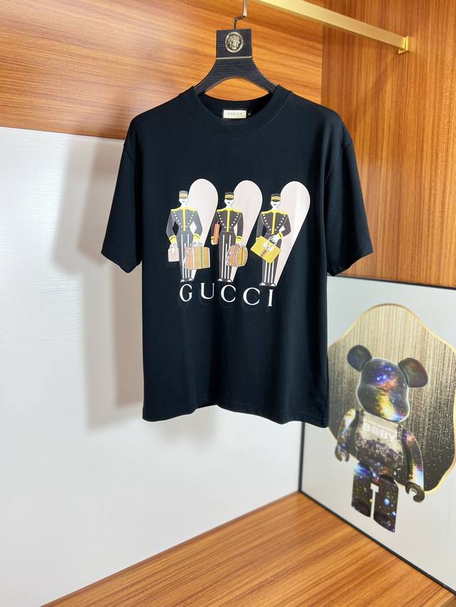 Gucci 古奇 2024年春夏新品上新 三标齐全 圆领短袖t恤 好货不用过多介绍 看细节 专柜码数：S-Xxl 175 140建议m