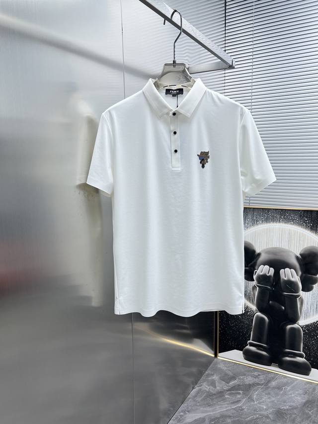芬迪 Fendi 2024Ss夏季新款 翻领 半袖 短袖t恤 Polo衫，高端版本！专柜定制面料 透气舒适度高，细节无可挑剔，品牌元素设计理念，体现高品质。手感