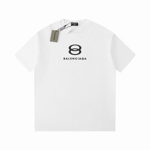巴黎世家 Balenciaga 24S S 双b环形字母 进口印花多logo短袖t恤 完美细节处理 32支双纱重磅300克纯棉面料 颜色 黑色 白色 码数 S