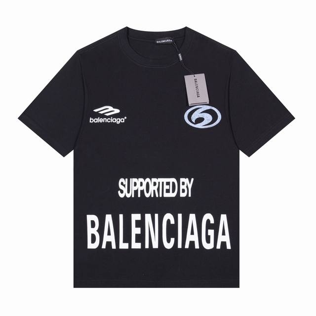 巴黎世家 Balenciaga 24S S 短袖t恤 多logo印花 标识性强 32支重磅300克纯棉面料 颜色 黑色 白色 码数 S M L Xl Xxl 五