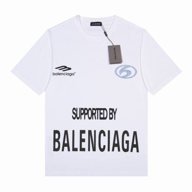 巴黎世家 Balenciaga 24S S 短袖t恤 多logo印花 标识性强 32支重磅300克纯棉面料 颜色 黑色 白色 码数 S M L Xl Xxl 五