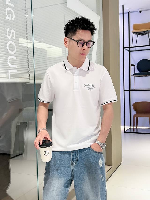 Dior2024Ss夏季新款 Logo男士翻领polo衫！经典商务男款，高端男装的天花板级别的商务男款！简约时尚大气不失优雅，单穿内搭体面过人，品质控 细节控的