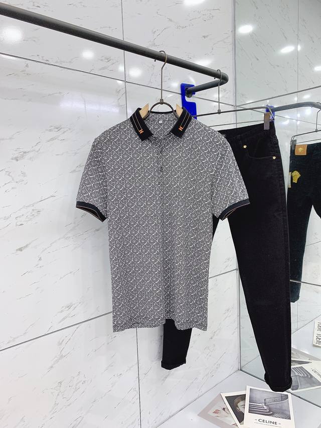 Hermès 爱马仕 2024Ss春夏新品 时尚休闲短tee，客供订织螺纹，进口丝光棉活性3D数码印花工艺打造，衣身满印标识，辨识度极高，色彩鲜明，上身贴身舒适