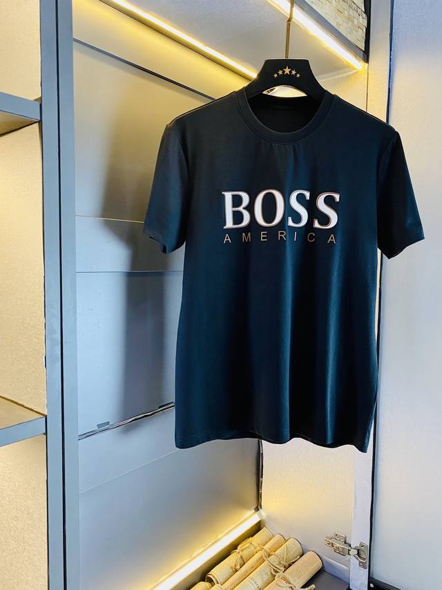 穿240斤 胖子福音 情侣款 码数：M-6Xl Boss 原单品质 2024最新款 男装短袖t恤 衣服 精选专柜订制顶级丝光棉进口面料 所有细节做工完美1比1复