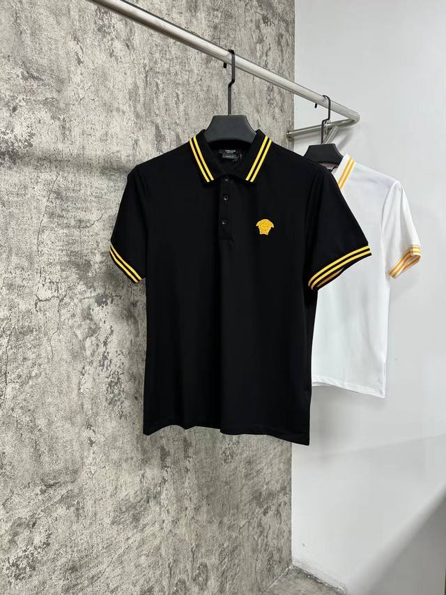 上新 24Ss Vs最新丝光珠地polo 原版定制 顶级刺绣logo 经典百搭 黑 白 码数48-56.