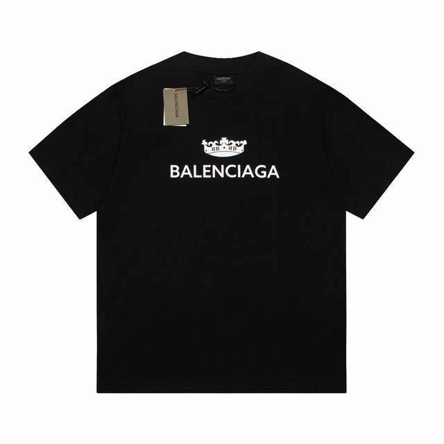 高品质 Balenciga 巴黎世家 皇冠字母短袖t恤 标准的印花技术，纯棉柔软面料，对色定染面料，超精细平网印花工艺，潮流感十足，定染纯棉面料，Os版型，三标