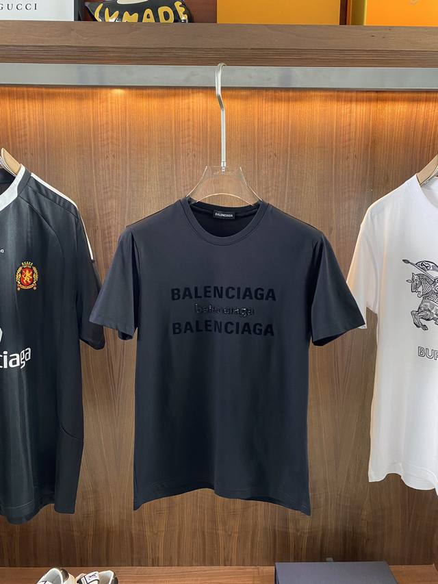 Balenciaga巴黎世家 2024Ss春夏高品质丝光棉短袖t恤 M-6Xl可穿至230斤 顶级原单品质，当下最新工艺要求，顶级订单要求车线做工，超级好搭配，