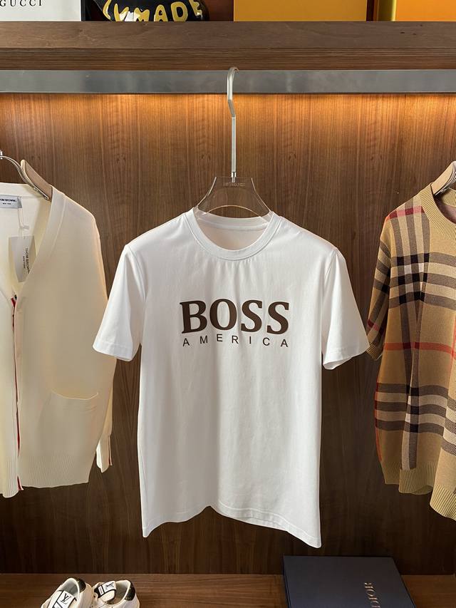 Boss波士 2024Ss春夏高品质丝光棉短袖t恤 M-6Xl可穿至230斤 顶级原单品质，当下最新工艺要求，顶级订单要求车线做工，超级好搭配，顶级定制，搭配整