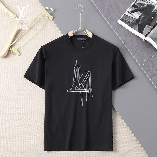 New｜Louis Vuitton 新款刺绣短袖 面料：260G 纯棉 颜色：黑色 白色 尺码：M L Xl Xxl L 男女同款